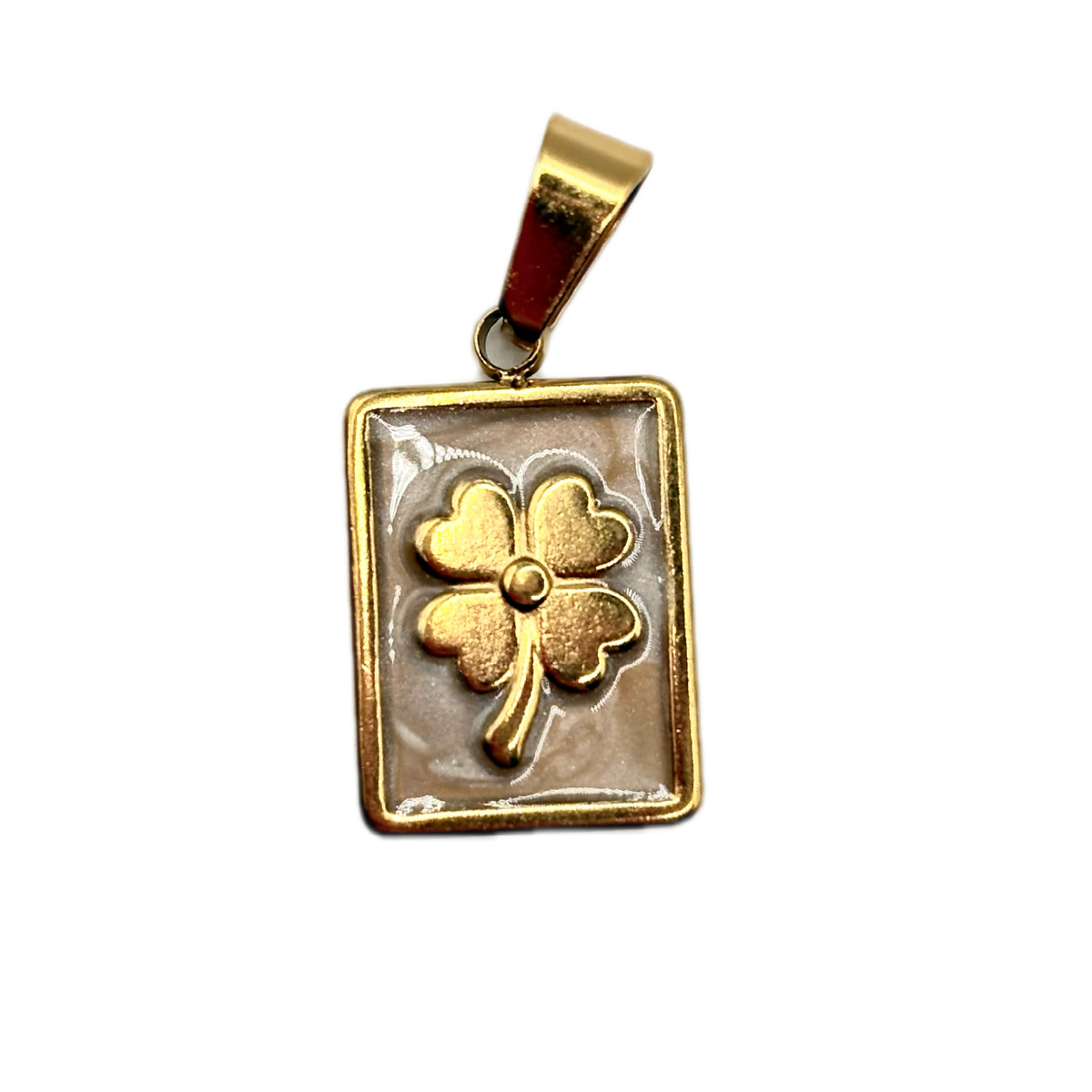 Charm medaglietta quadrifoglio