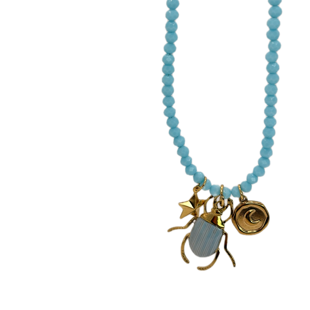 Collana scarabeo azzurra