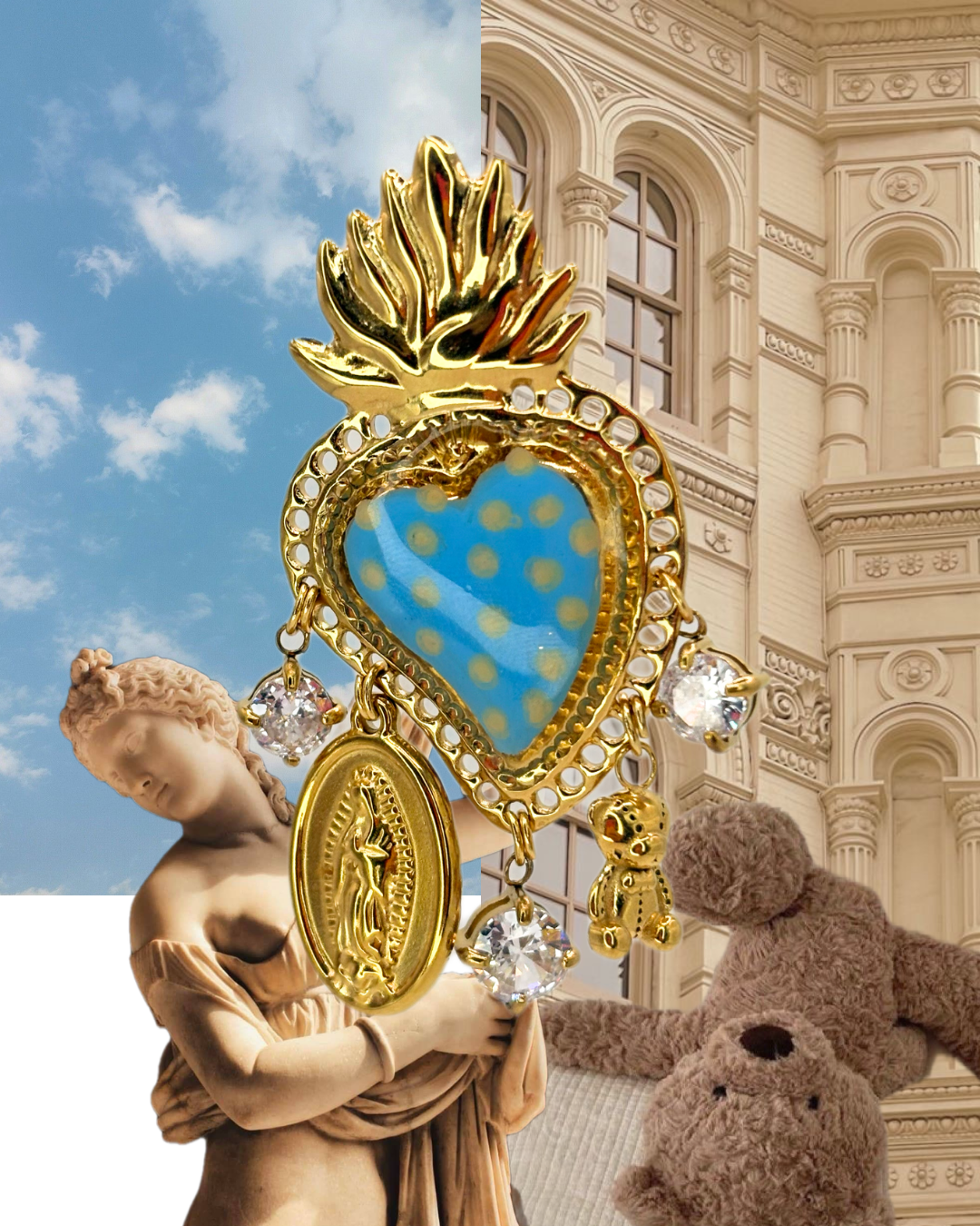 Cuore sacro celeste beige