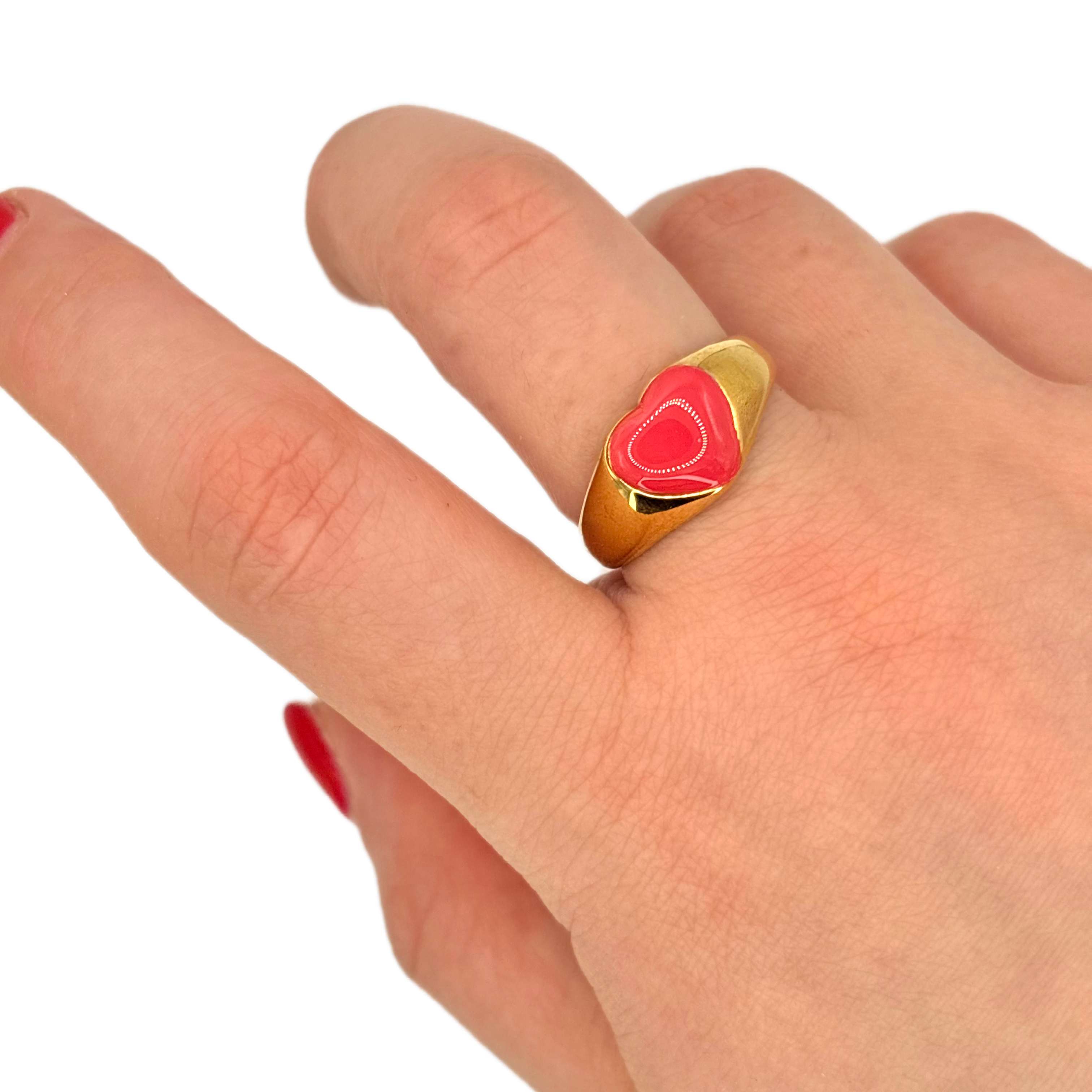 Anello cuore rosso