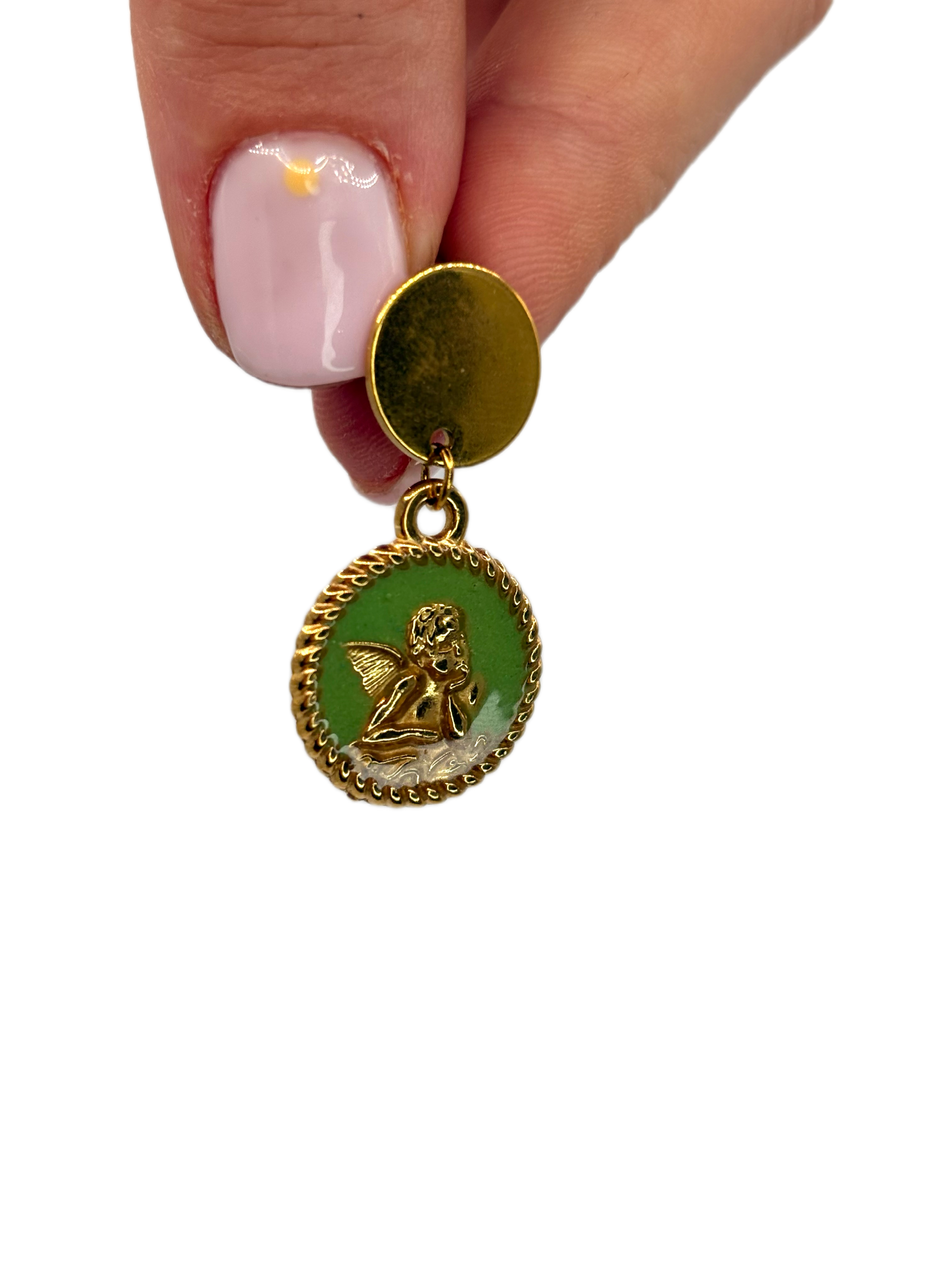 Mono orecchino angioletto verde