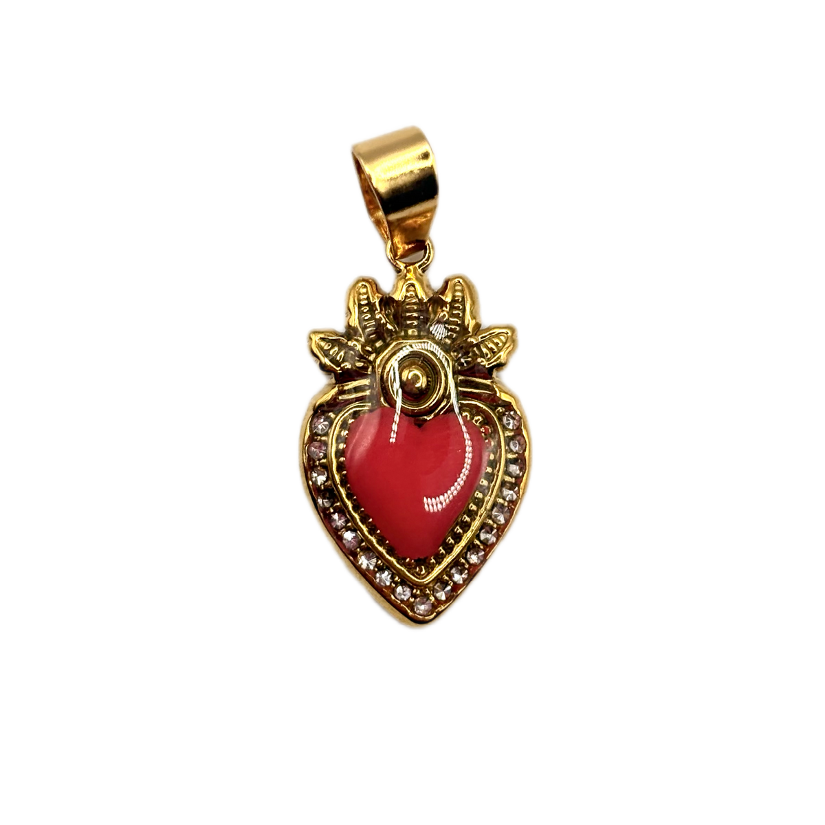 Charm cuore sacro rosso+strass