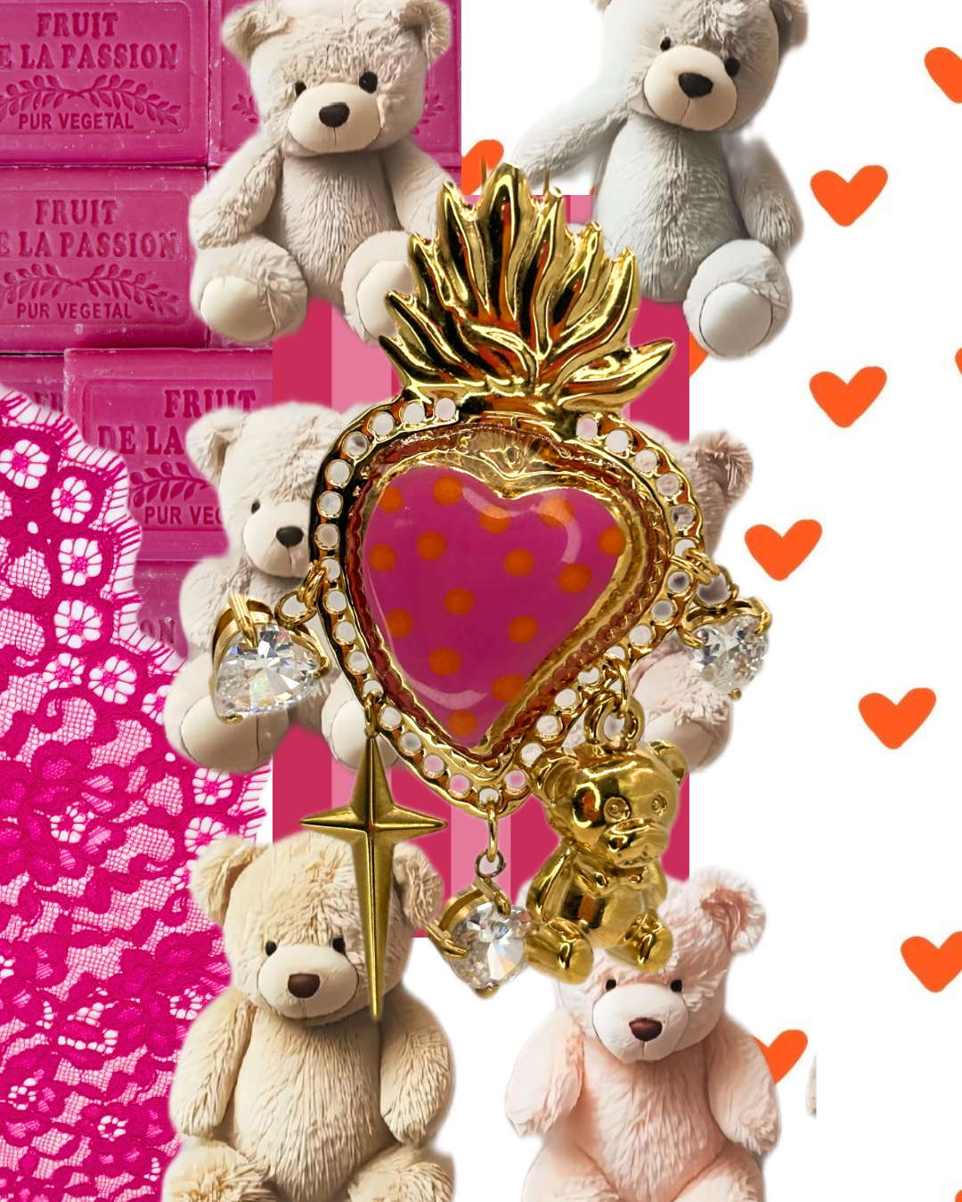 Cuore sacro fucsia arancio