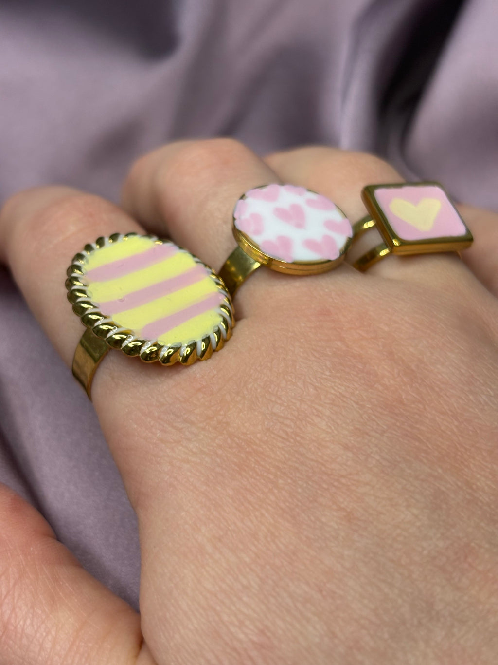 Anello medaglia rosa•giallo