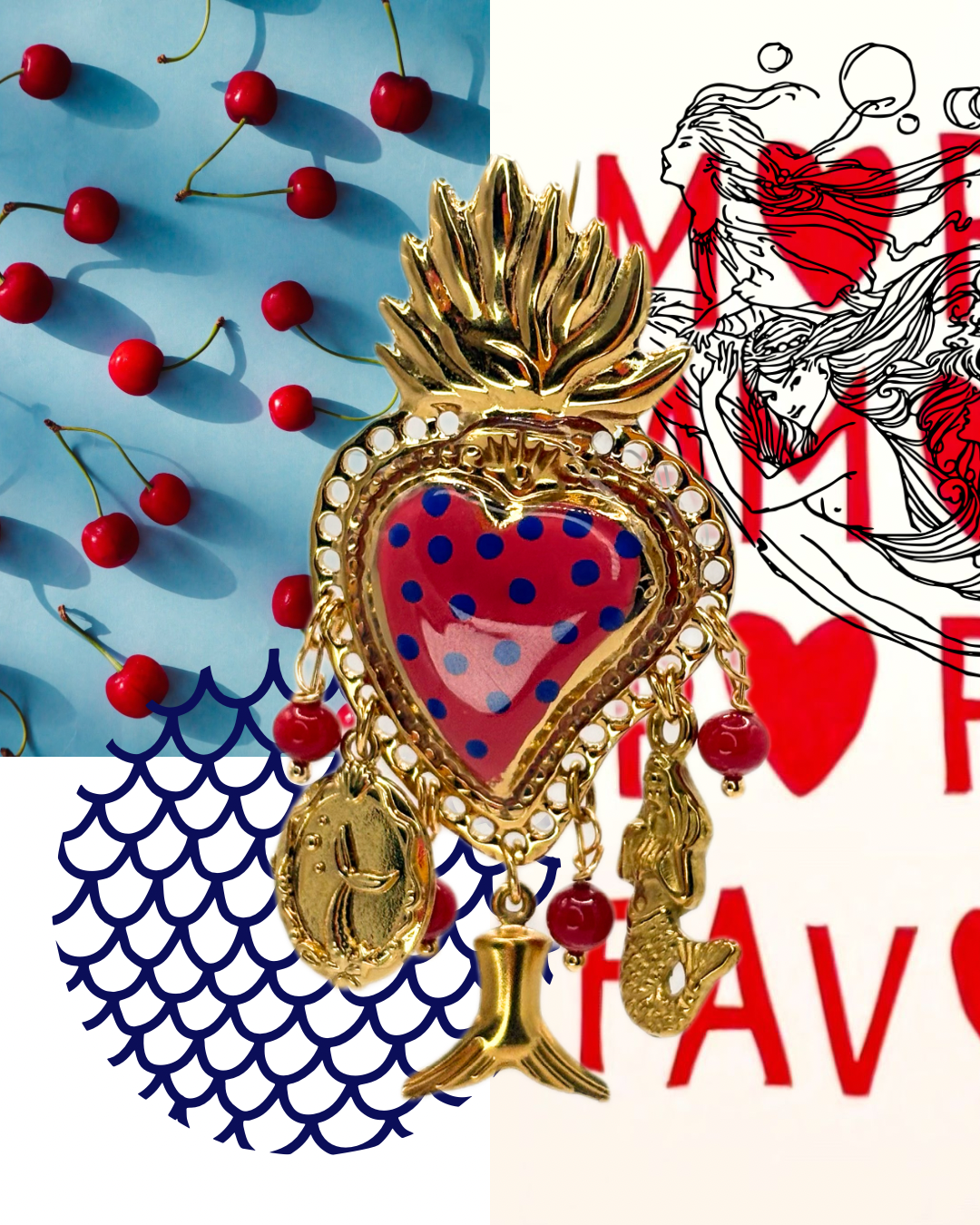 Cuore sacro rosso blu