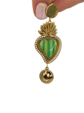 Mono orecchino cuore sacro verde