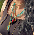 Collana lunga medaglia azzurra
