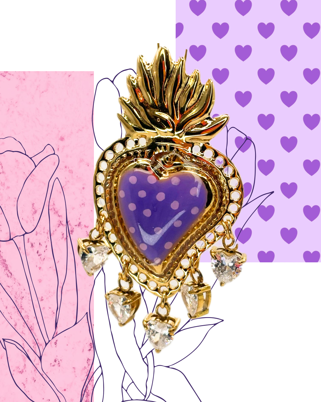 Cuore sacro viola rosa