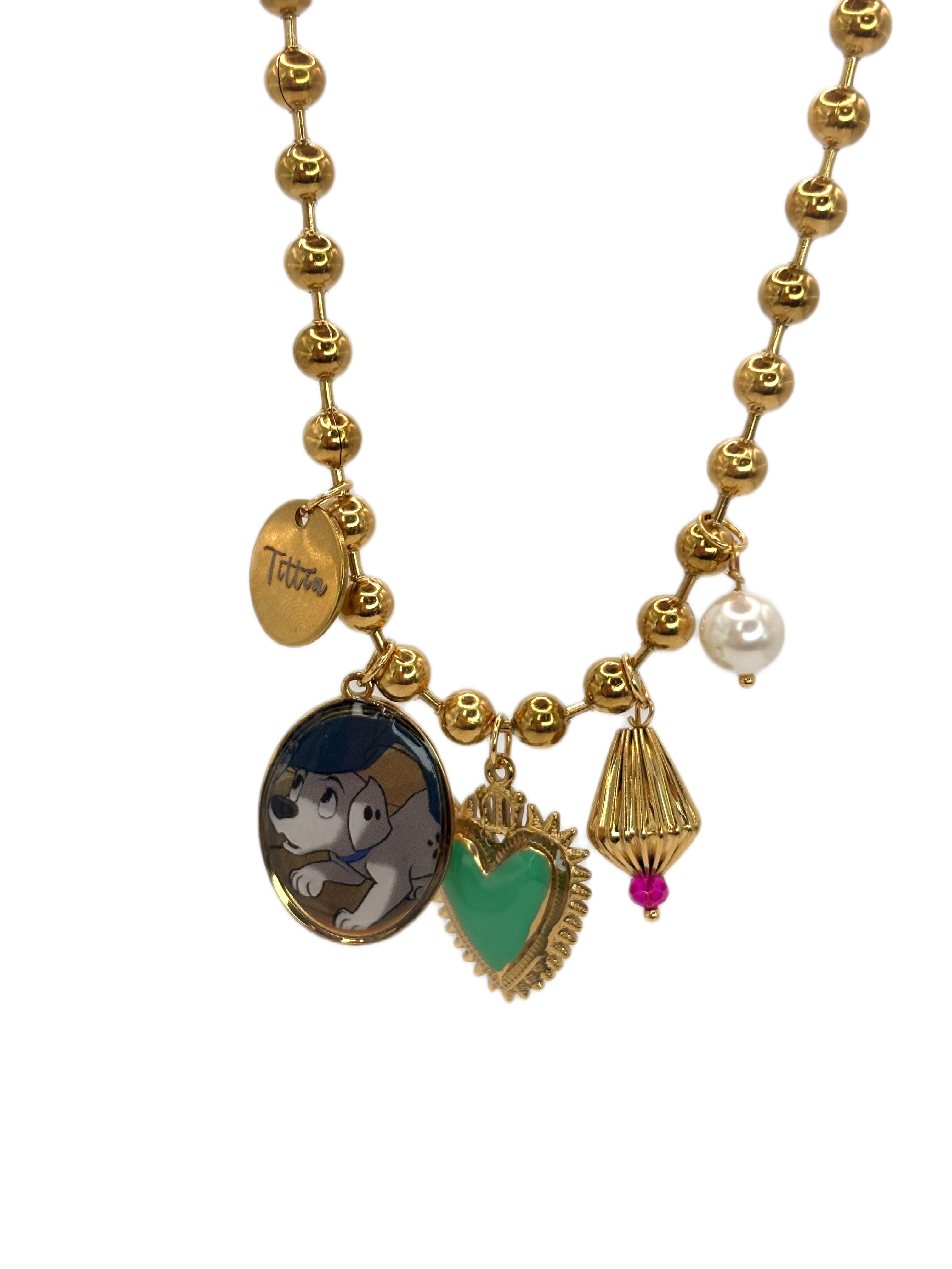 Collana carica 101 cuore verde