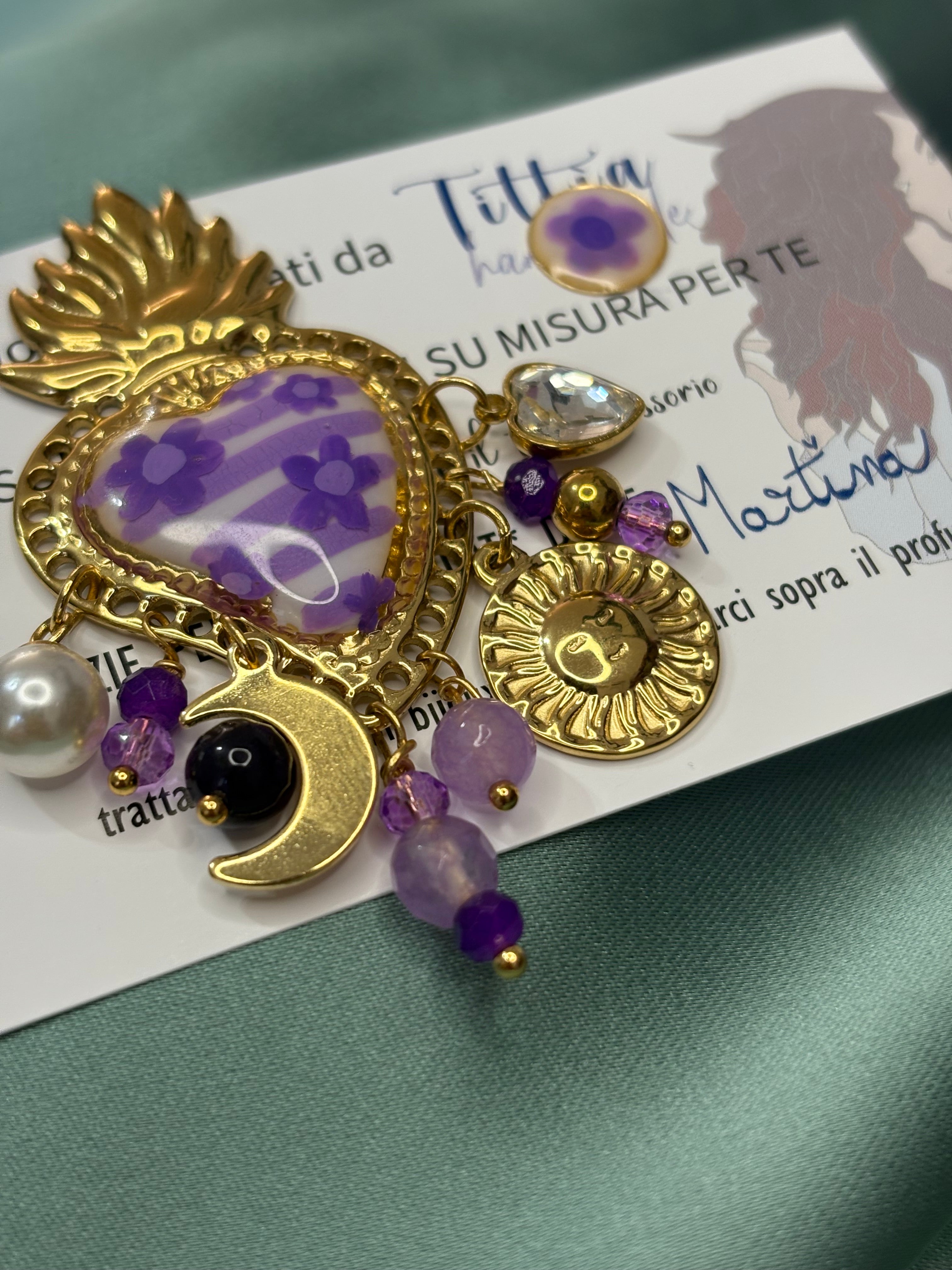 Cuore sacro fiori lilla