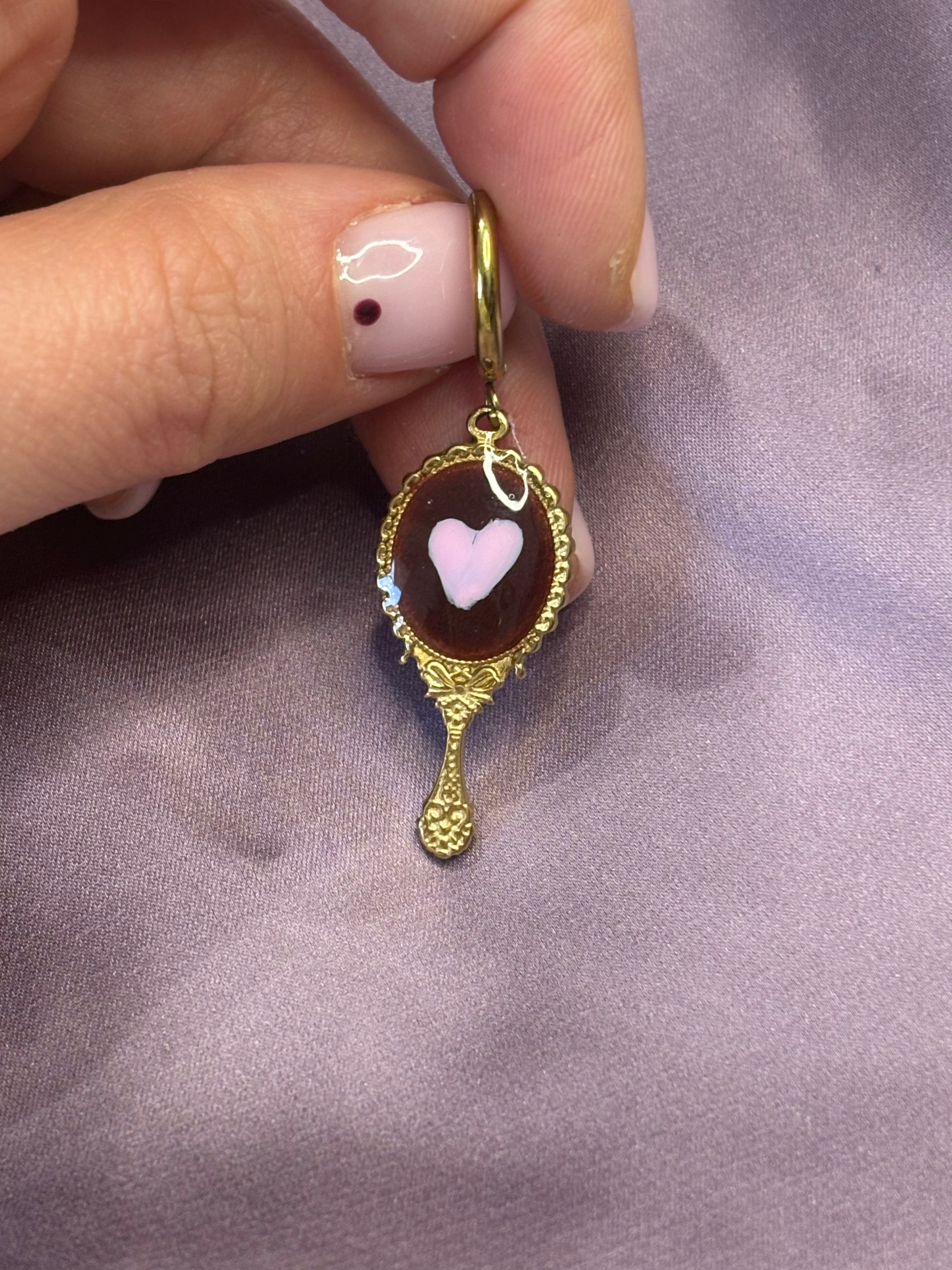 Mono cerchietto specchio bordeaux rosa