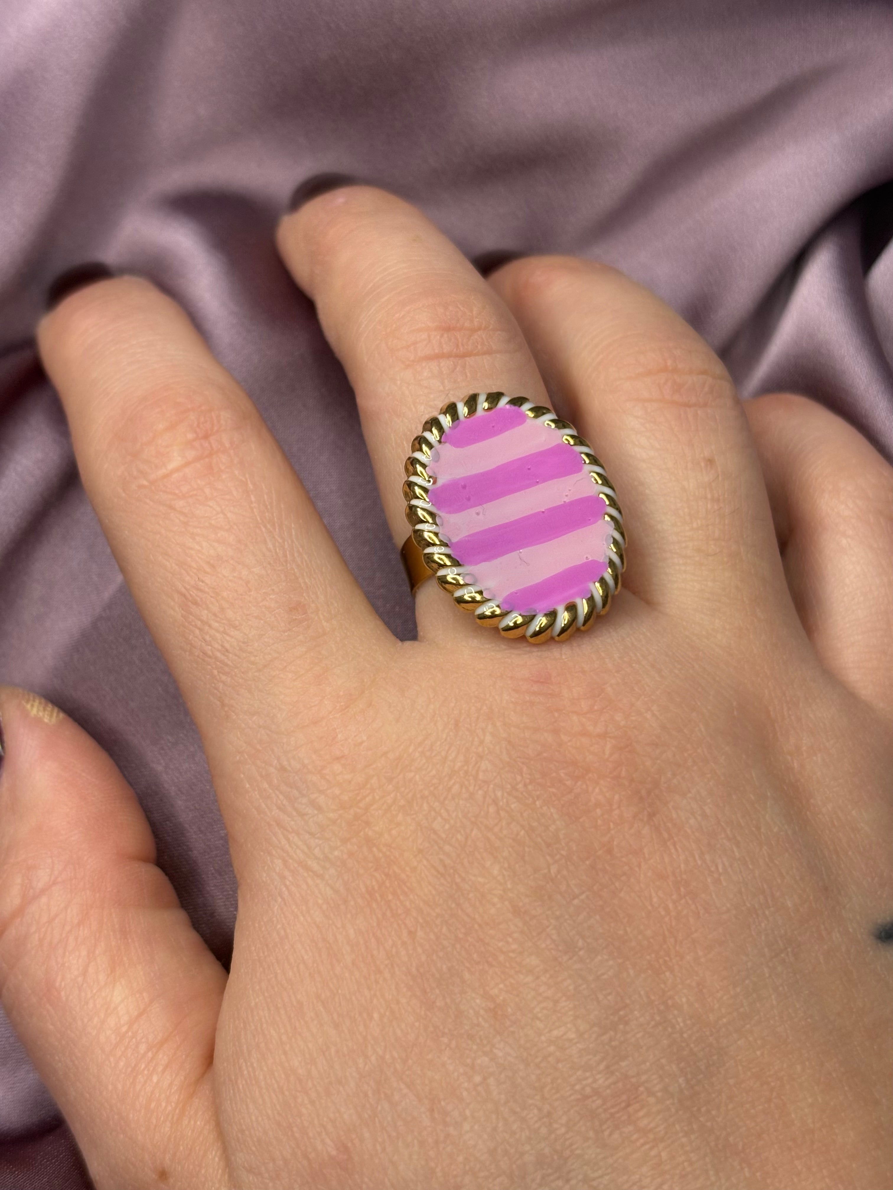 Anello medaglia rosa•fucsia