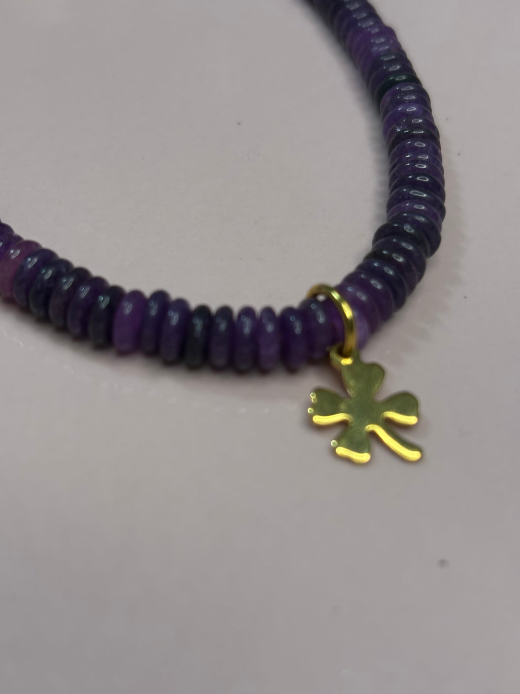 Collana quadrifoglio viola