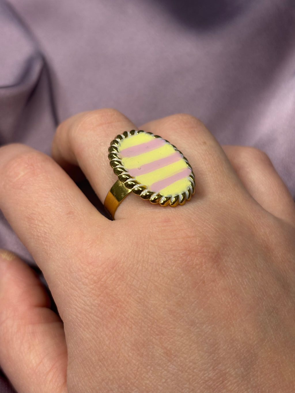 Anello medaglia rosa•giallo