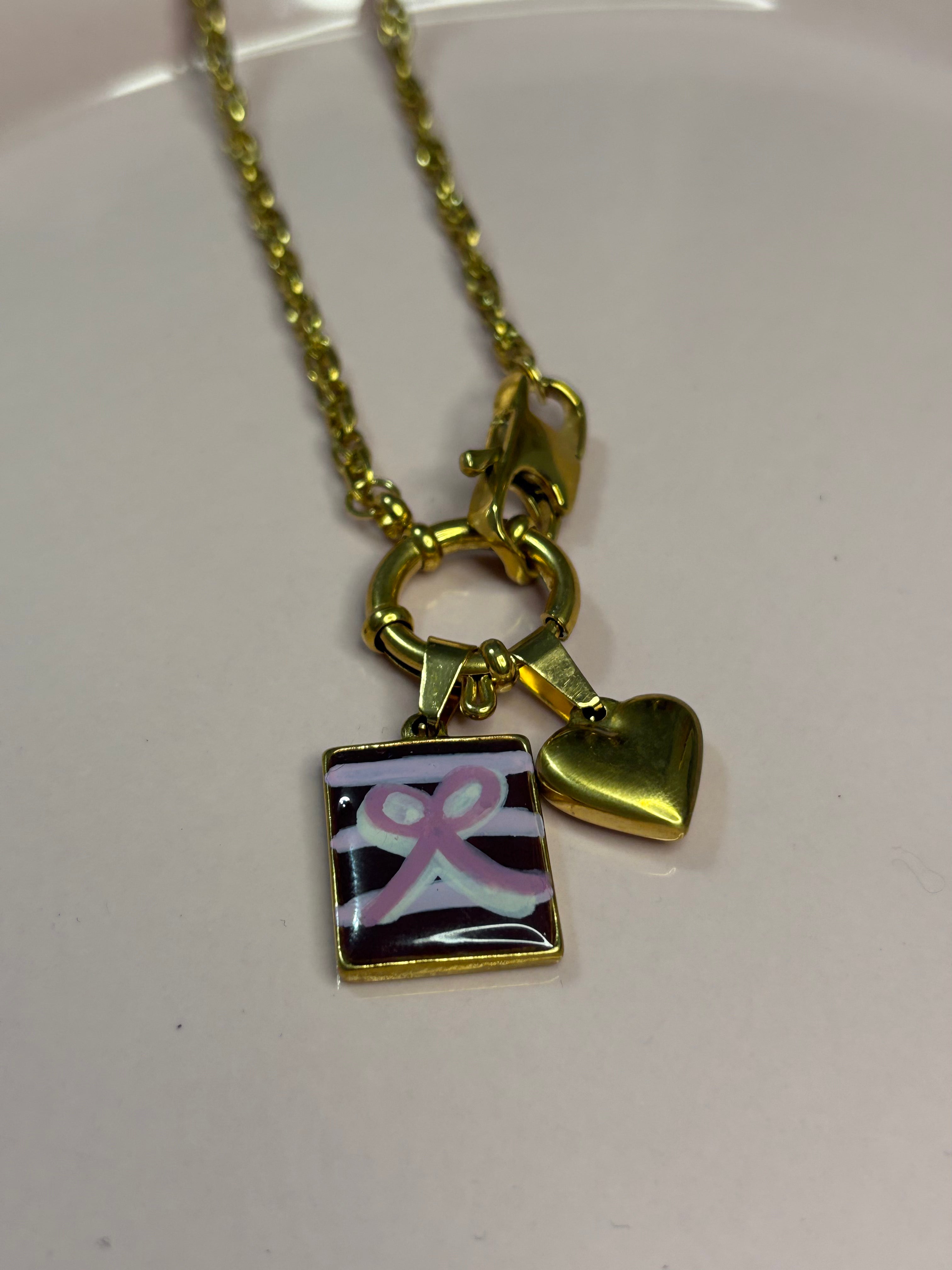 Collana timone bordeaux rosa