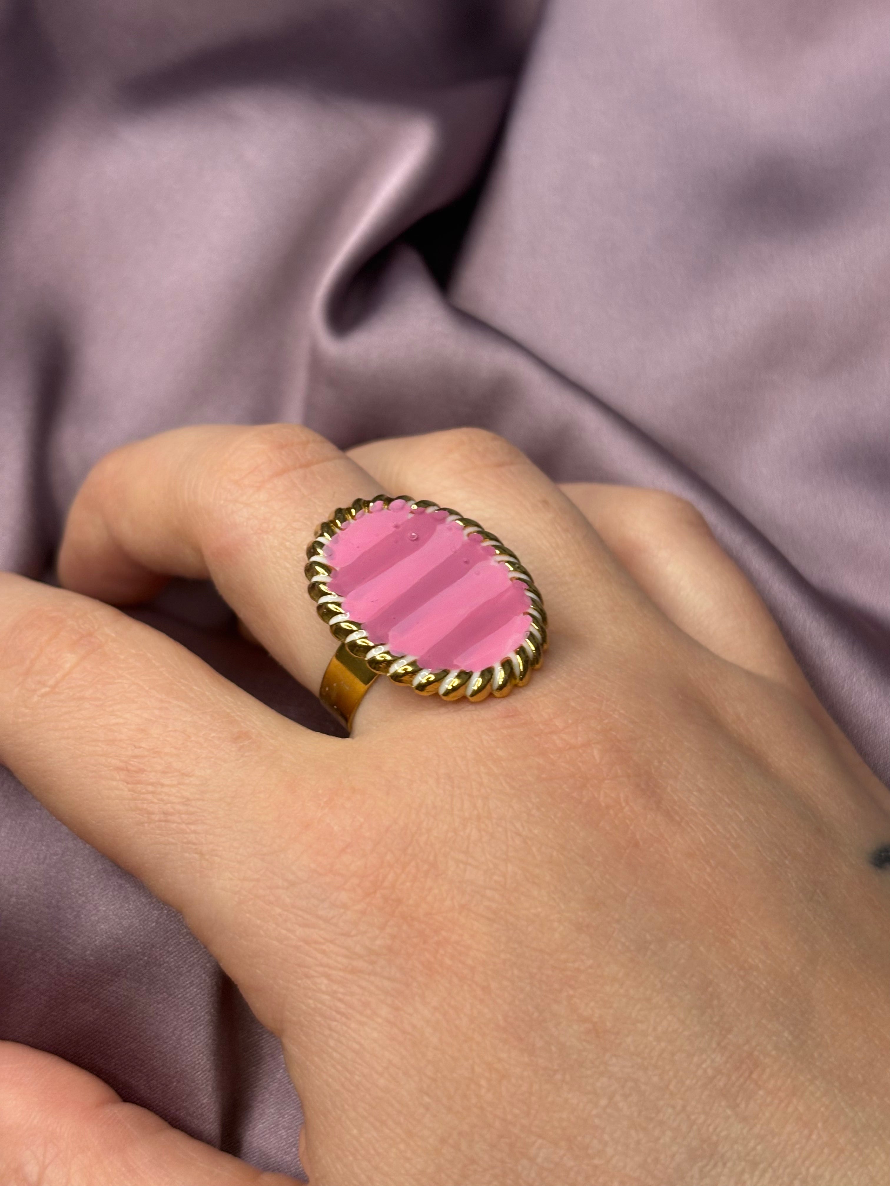 Anello medaglia rosa