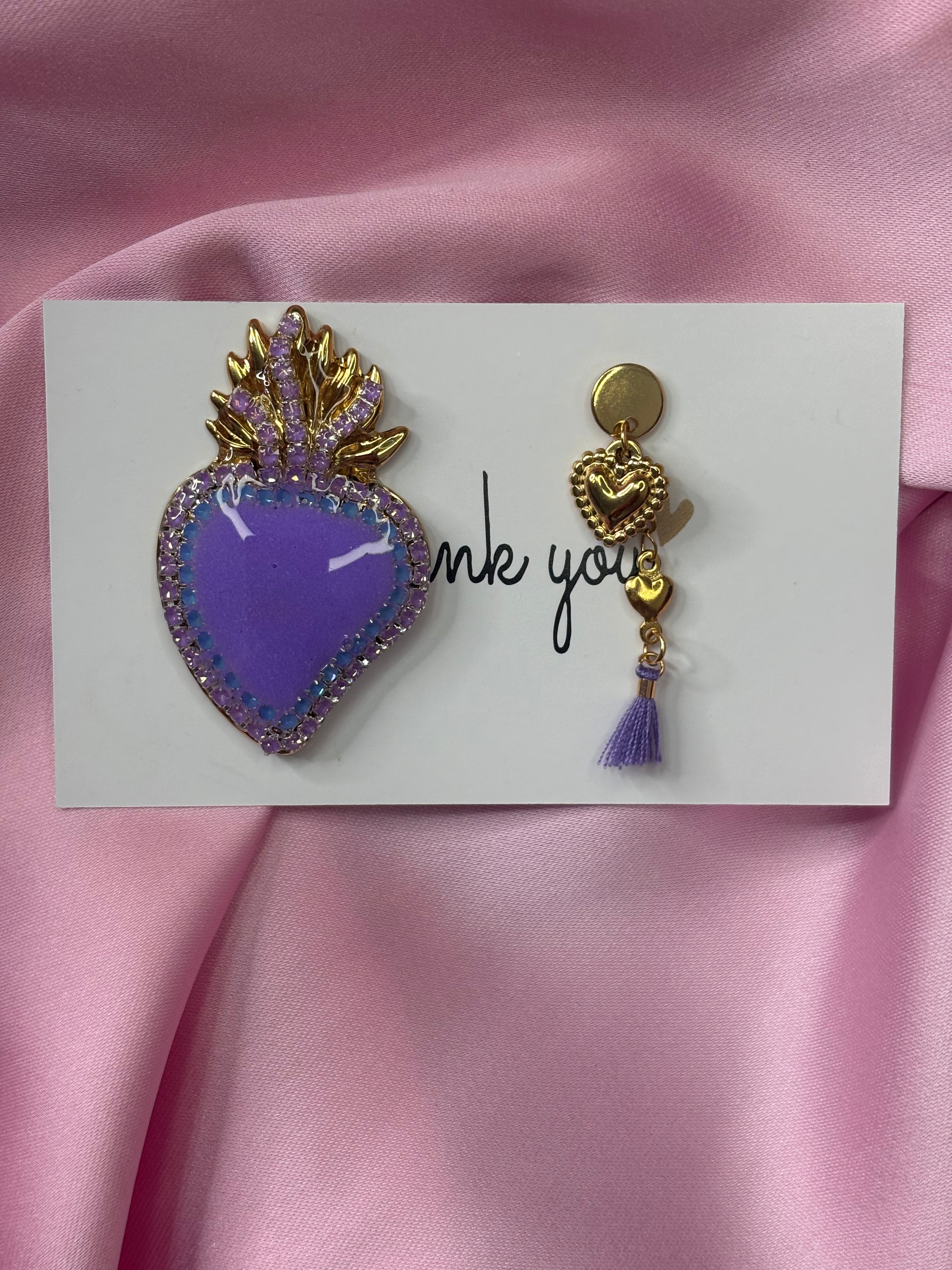 Cuore sacro strass lilla