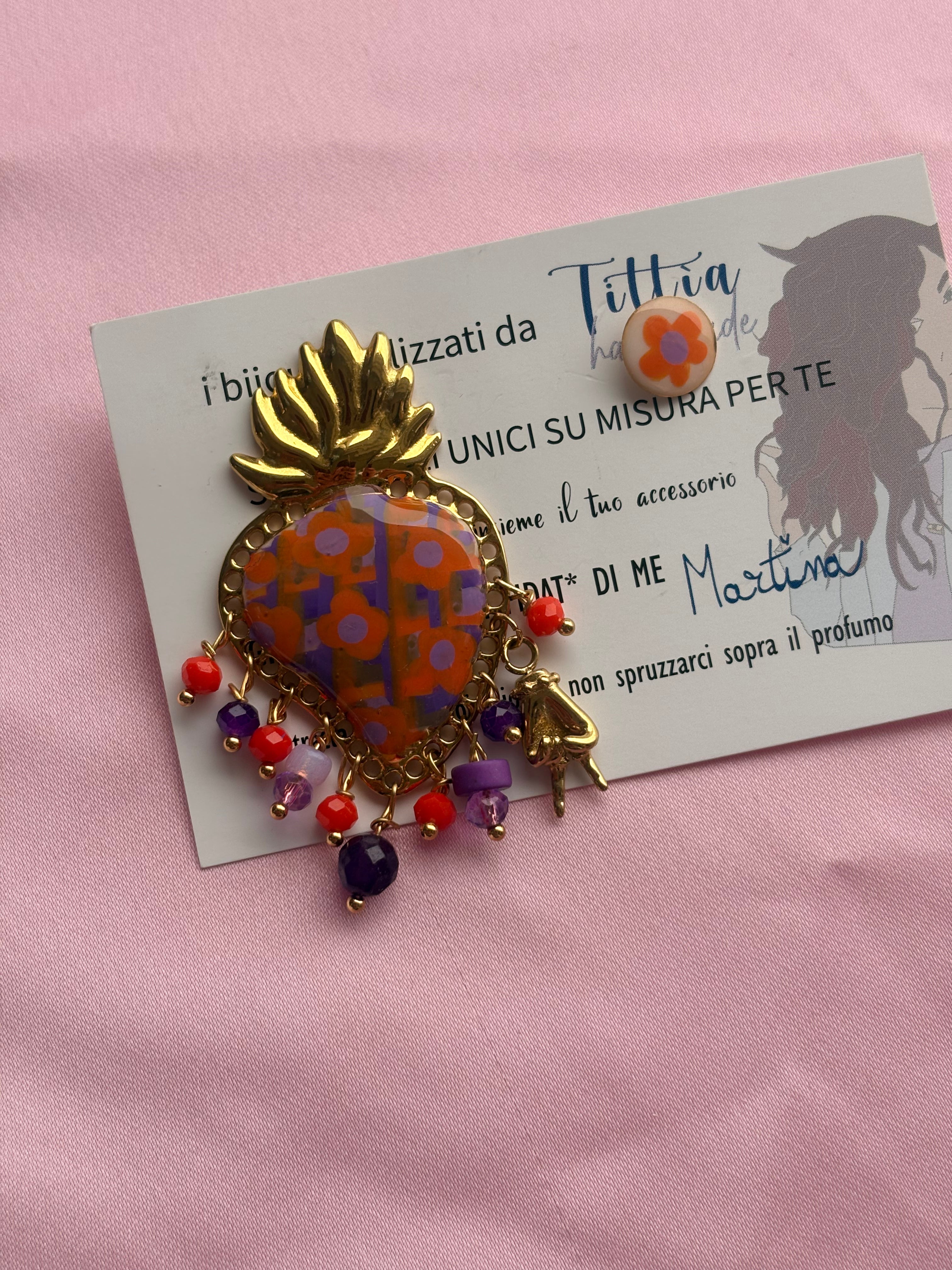 Cuore sacro arancio viola