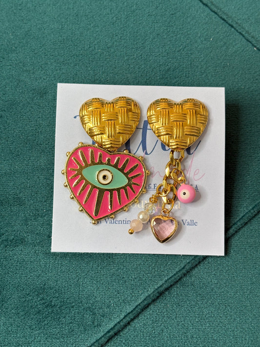 Cuore su cuore fucsia