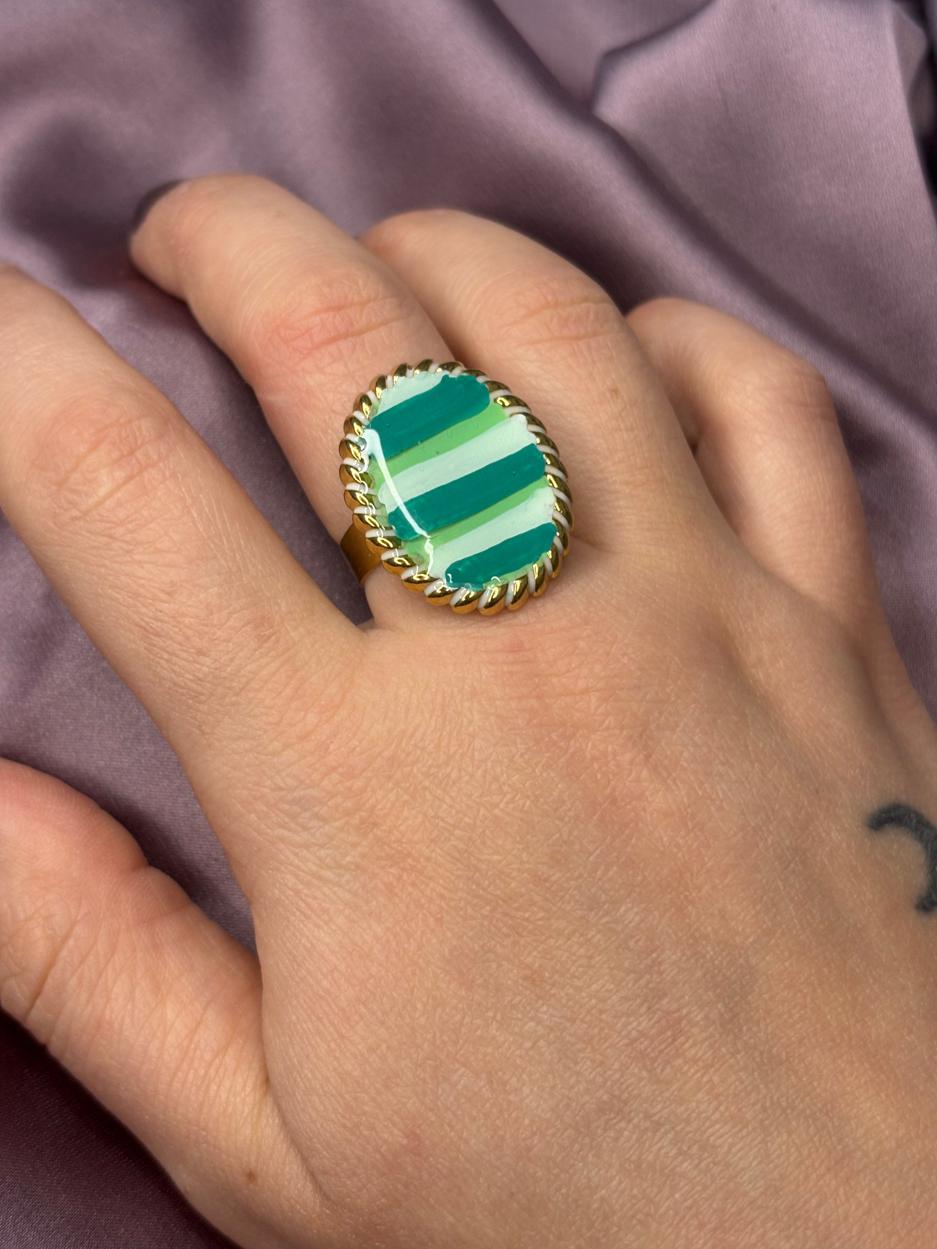 Anello medaglia verde