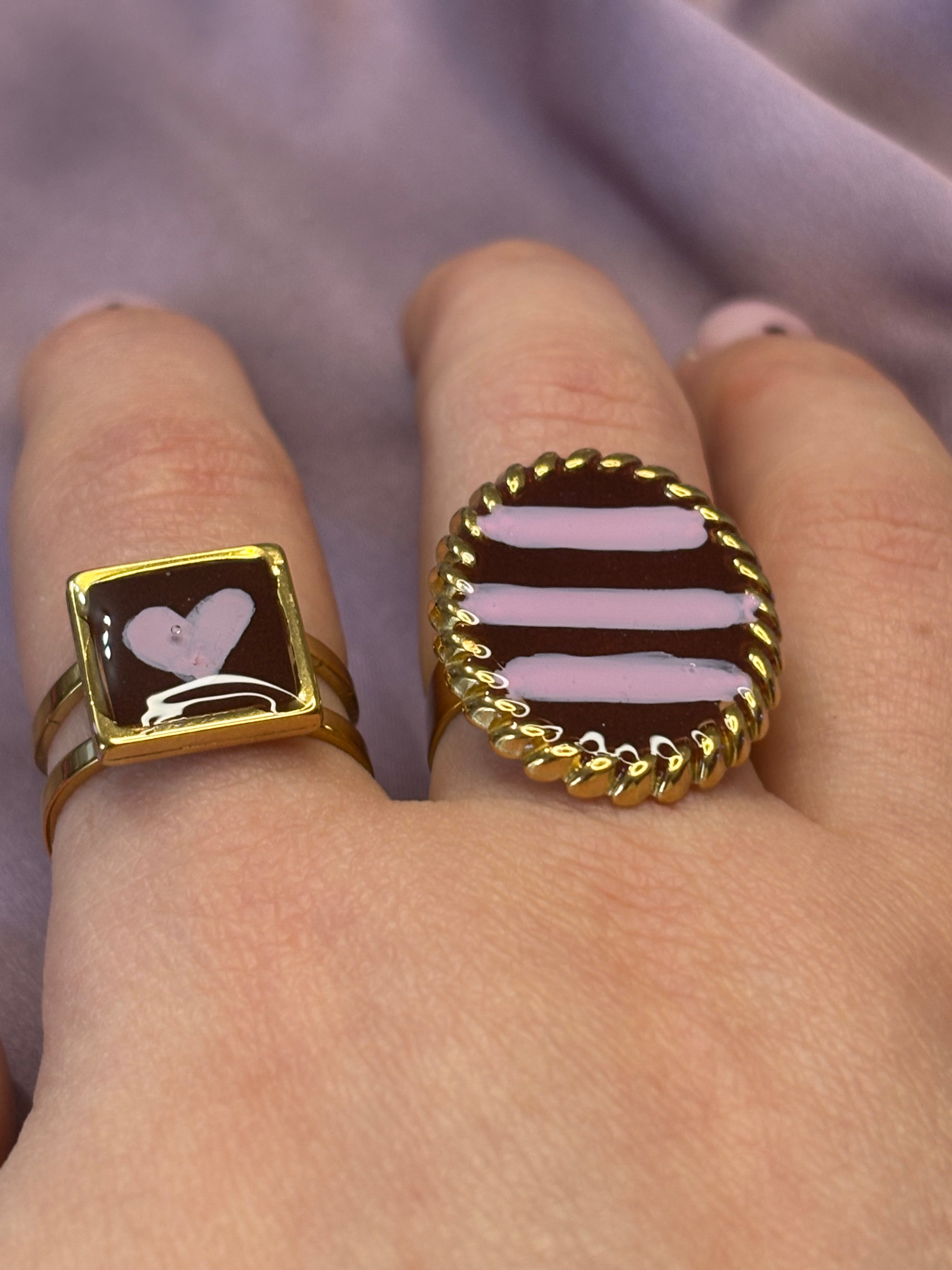 Anelo righe bordeaux rosa